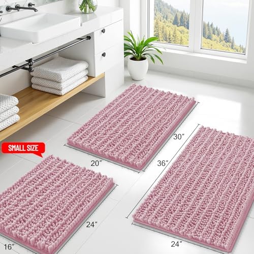 Smiry Bathroom Rugs 34X21, Extra Soft Rubber Backing Chenille Bath Mats - Image 2