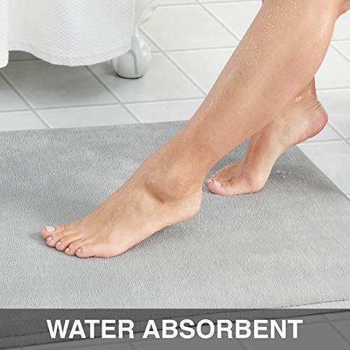 Memory Foam Bath Mat Non Slip Absorbent Super Cozy Velvet Bathroom Rug Carpet (72 inches X 24 inches, Silver) - Image 4