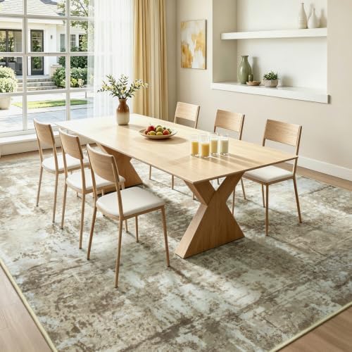Rugflix 8x10 Area Rugs for Living Room, Washable Brown Large Rug - Image 3