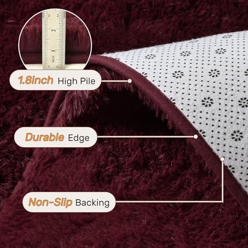 5x7 Red Area Rugs for Living Room Shag Fur Rug,Thick Modern Non-Slip Soft Plush Carpets for Girls Woman Female Wedding Bedroom Home Décor Aesthetic Dark - Image 6
