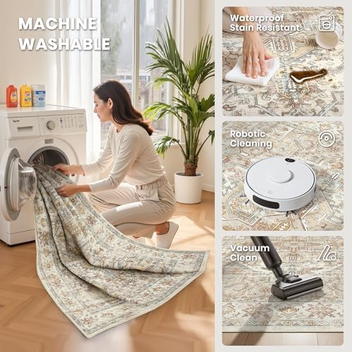 zesthome 5x7 Area Rugs for Living Room,Large Washable Rug,Orange - Image 5