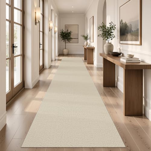 Valenrug 2x10 Runner Rug Non Slip, High-Low Pile Hallway Runners, Beige by Valenrug