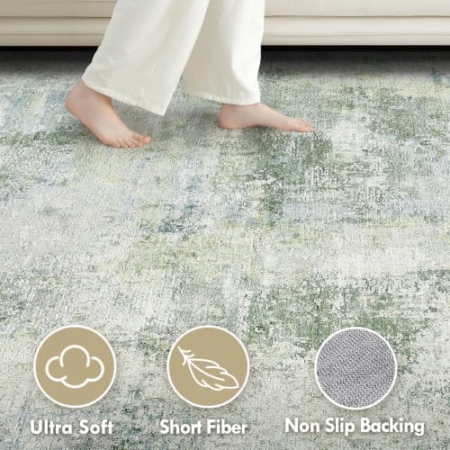 Tortania Area Rug Living Room Rugs - 9x12 Washable Large Soft Neutral Boho Moroccan Bohemian Farmhouse Rug Indoor Floor Carpet for Bedroom Under Dining Table Home Office Decor - Sage Green - Image 6