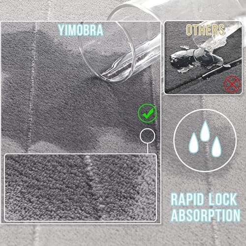 Yimobra 3 Pieces Memory Foam Bath Mat Set with U-Shaped Toilet Rug - Non Slip Super Soft Absorbent Quick Dry Bathroom Rugs for Bathtub, Vanity & Toilet Base, Gray - Image 4
