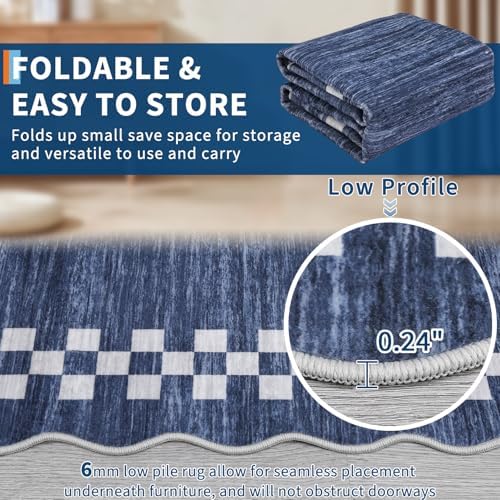 GarveeHome Washable Runner Rug 2x10 Modern Bordered Hallway Checkered Rugs - Image 6