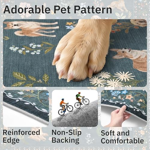 Soalmost Dog 6x9 Area Rugs for Living Room, Washable Soft Rug Navy Blue - Image 7