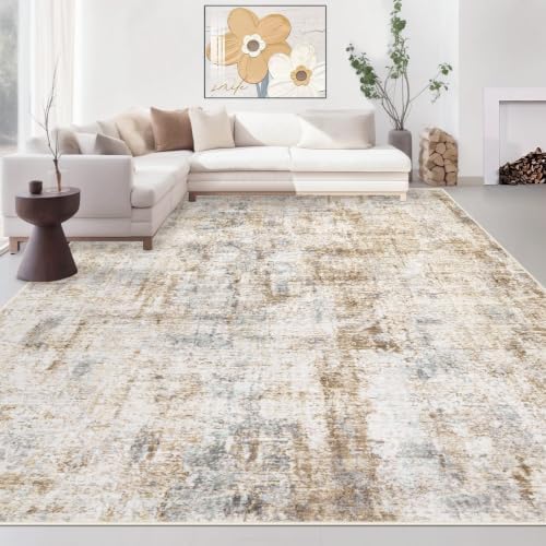 Area Rugs 8x10 Living Room: Washable Rug Modern Abstract Large Rugs Soft Non Slip Neutral Rug Stain Resistant Indoor Carpet for Bedroom Kitchen Dining Room Home Office Rugs(Blue Brown,8'x10') by MXSANYOORUG