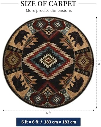 YIHOUSE Washable Western Cabin Round Rug, 6ft - Image 2