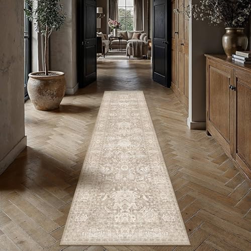 HUGEAR Hallway Runner Rugs 2x12 Beige Vintage Rug - Image 2