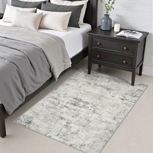 Area Rug Living Room: 3x5 Modern Washable Indoor Soft Carpet Gray - Image 4