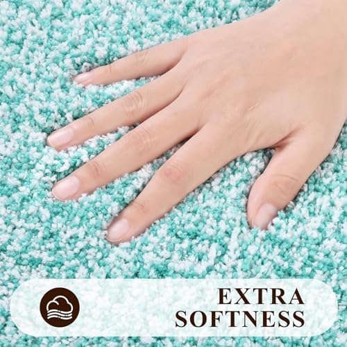 Pauwer Bathroom Rugs Sets 2 Piece, Non Slip Washable Bath Mat, Teal - Image 3