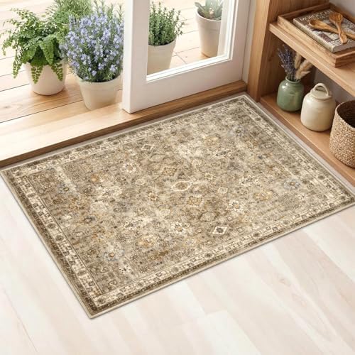2x3 Area Rug Washable Vintage: Non Slip Throw Rugs for Entryway by Unknown