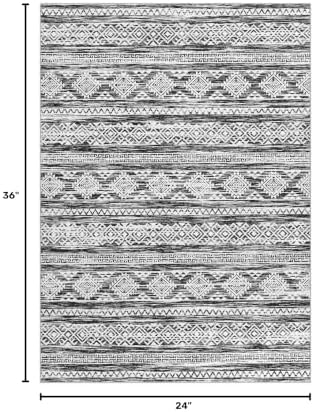 Tortania Area Rug Living Room Rugs - 2x3 Washable Soft Neutral Boho Moroccan Farmhouse Mat Indoor Floor Carpet for Bedroom Hallway Entryway Kitchen Home Office Decor - Black White - Image 2