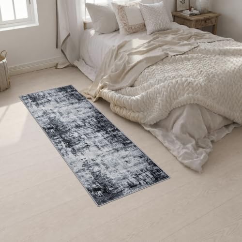2x6 Washable Runner Rug：Modern Abstract Soft Carpet Dark Black - Image 5