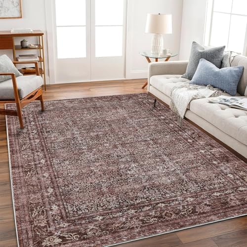 CHAMPLANT Washable Area Rug 8'x10' Retro Boho Design Non-Shedding Non-Slip Easy Care Ideal for High Traffic Areas in Living Room Bedroom Office Coffee Table Kitchen Large Carpet - Image 2