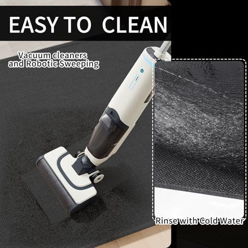 YDKGL Kitchen Mat Kitchen Rugs Sets of 2 PCS Non Slip Black 17"x30"+17"x59" - Image 4