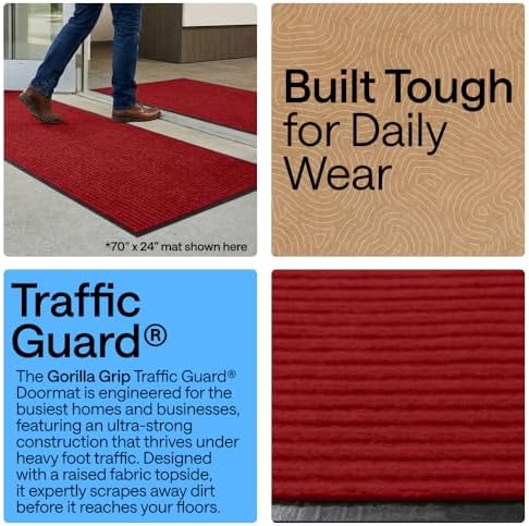 GORILLA GRIP Traffic Guard Indoor Outdoor Heavy Duty Door Mat, 60x36 Red - Image 3