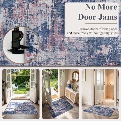 Sasttie 2x10 Runner Rug, Modern Abstract Hallway Carpet, Pink & Blue - Image 4