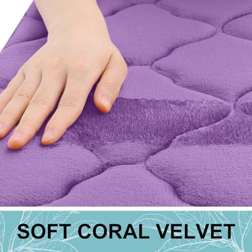 OLANLY Memory Foam Bath Mat Rug 47x17, Ultra Soft Bathroom Rugs, Lavender - Image 2