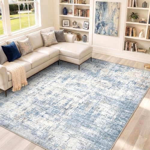 8x10 Area Rugs Washable Abstract Rug for Living Room Bedroom Blue - Image 3