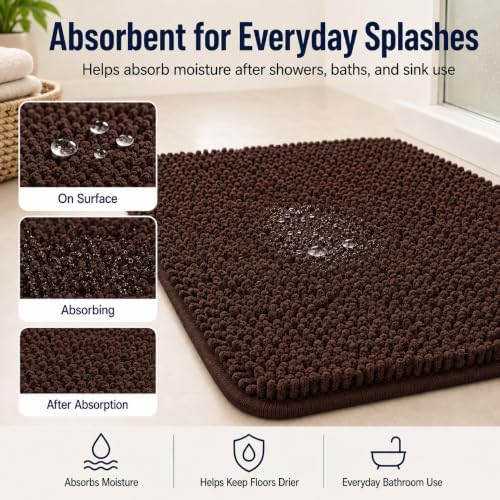 RUN HELIX Bathroom Rugs Set Non Slip 2 Piece Bath Rugs Extra Soft Chenille Bathroom Mats Bath Mat Set,Absorbent Shaggy Rugs Perfect Plush Mats Small Rug - Image 6