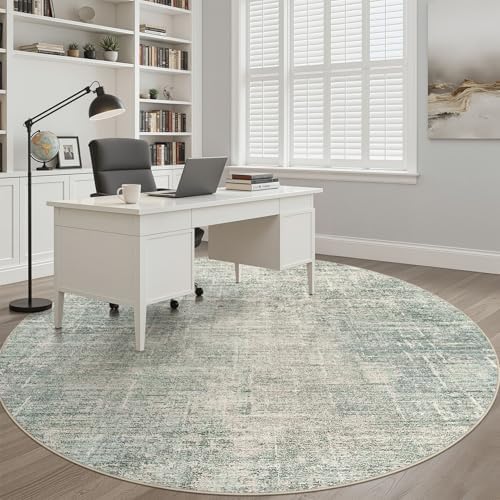 LOONGRUG Round Rug 8x8 Washable Neutral Modern Rug for Living Room Green - Image 7