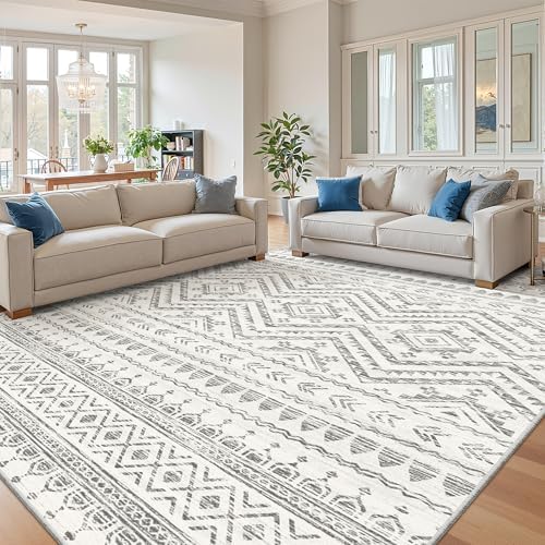 Miukiki 8x10 Area Rug for Living Room, Washable Soft Non Slip Rug Grey by Miukiki