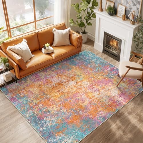 RELEANY Washable 8'x10' Abstract Area Rug for Living Room Starlight by RELEANY