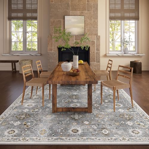 Machine Washable Rug for Living room: 6x9 Area Rugs Boho Vintage Rugs Stain Resistant Non Slip Low Pile Lightweight Soft Carpets for Bedroom Kitchen Dining Room Nursery Kids Room Farmhouse Home Office - Image 6