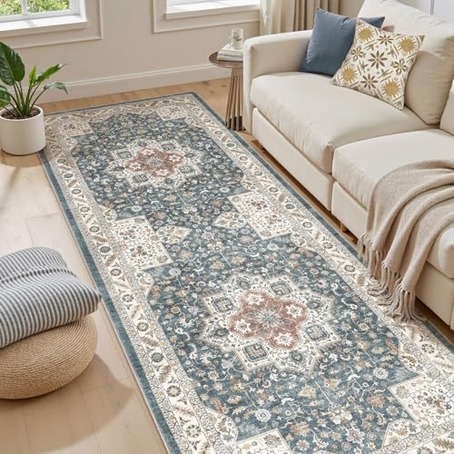 cotiled 3x10 Hallway Runner Rug for Entryway, Non-Slip Vintage, Vintage Blue - Image 7