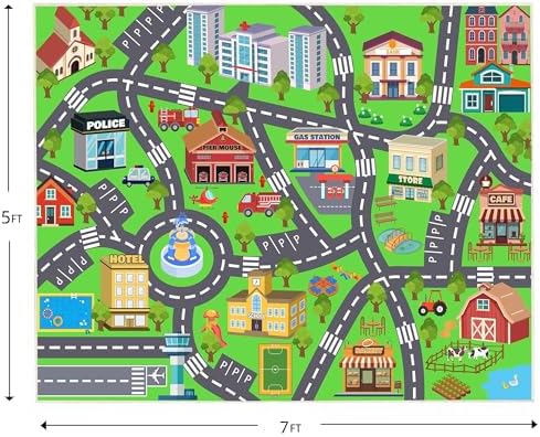 Kids Rug for Playroom, Non-Slip 5x7 ft Car Rugs Play Mat Kids Room - Image 2