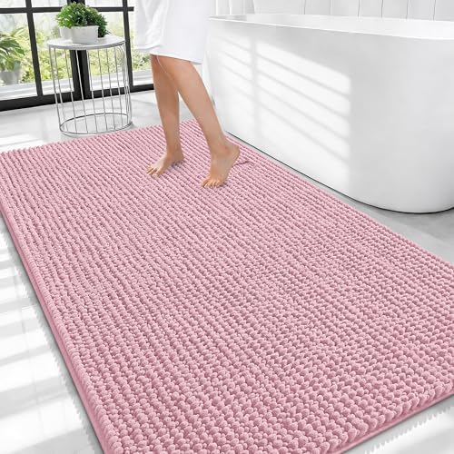 OLANLY Thick Chenille Large Bathroom Rugs Mats 44x32, Dusty Rose by OLANLY