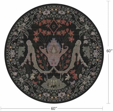 Area Rug for Living Room 5 Round Washable Floral Rug - Image 2