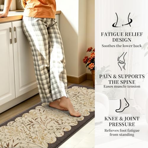 3PCS Vintage Anti-Fatigue Kitchen Mats, Non-Slip Waterproof Rugs for Floor - Image 4