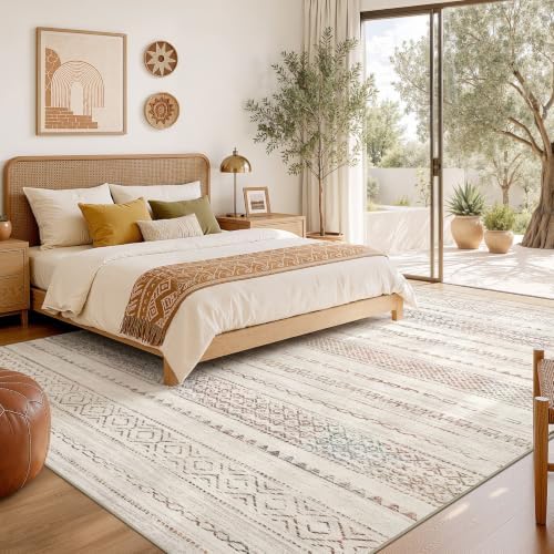 Nakagishi 10x12 Area Rug Living Room: Washable Boho Large Neutral Modern Soft Stain Resistant Farmhouse Indoor Floor Rug Non Slip Accent Carpet for Bedroom Nursery Kids Playroom Office- Colorful - Image 6
