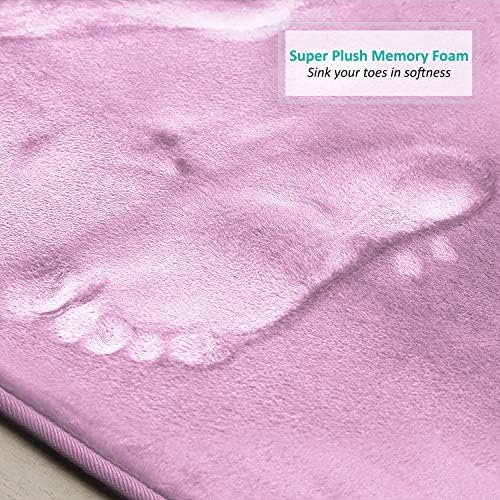 Clara Clark 2 Piece Bathroom Rugs, Velvet Memory Foam Bath Mat Set, Non-Slip Bath Rugs, Machine Wash, Dries Quickly, Ultra Soft Plush Bath Mats for Bathroom, 17 x 24 + Contour, Lavender Dream - Image 6