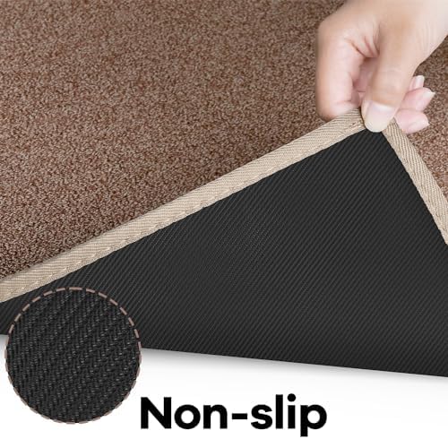AREDO Door mat with Non Slip Rubber Backing 2 * 3 ft, Washable Soft Floor Carpet for Kitchen, Hallway, Entryway Indoor, Bedroom, Laundry, Low Pile Area Rugs, Solid Color with Pointillism Style, Brown - Image 5
