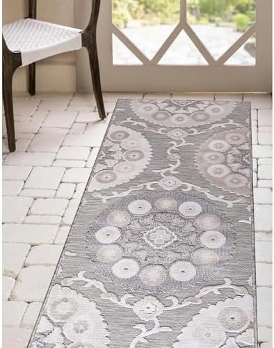CAMILSON Runner Outdoor Rugs Oriental Retro Traditional Floral Medallion Area Rug 2x10 Non-Shedding Stain Resistant Indoor Carpet for Bathroom Hallway Kitchen Office (2 x 10 / Beige) - Image 4