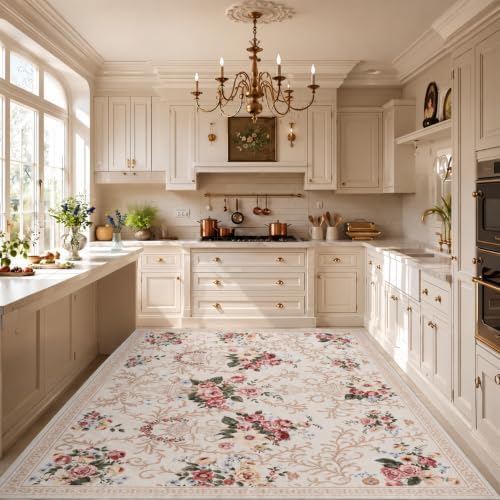 Helthep 9' x 12' Vintage Floral Washable Area Rug for Living Room - Image 2