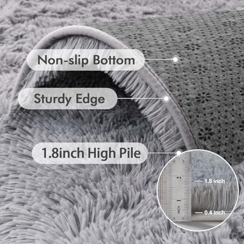 4x6 Ft Shag Rugs for Bedroom Living Room, Ultra Soft Fluffy Furry Area Rugs for Indoor Floor, Aesthetic Carpet for Kids Home Decor (Light Grey) - Image 5