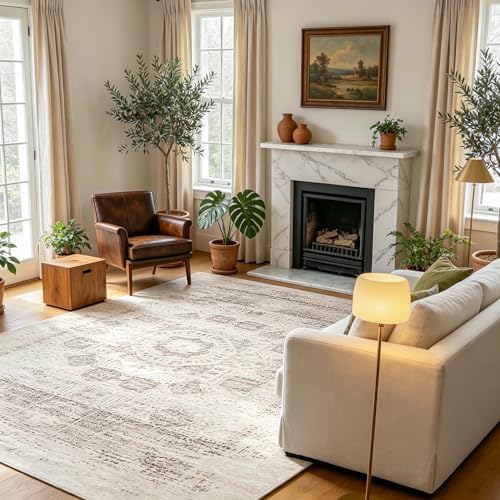 8x10 Boho Washable Area Rug for Living Room,Bedroom,Dining Room-Beige Brown - Image 6