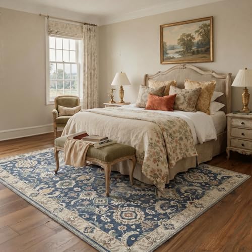 Bavni 5X7 Area Rug for Living Room, Washable Boho Floral Non Slip - Image 4
