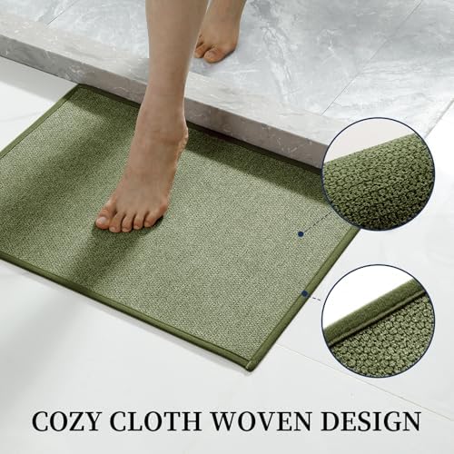 YIHOUSE Long Large Bathroom Rugs Sets 2 Piece, Quick Dry Thin Bath Mat, Non Slip Absorbent Machine Washable, Bath Runner Rug for Tub Sink Home Decor (24"x36" + 24"x59",Green) - Image 3