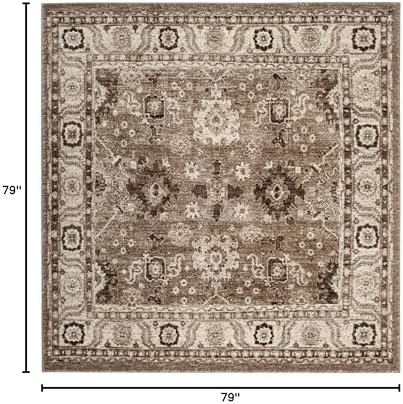 SAFAVIEH Vintage Hamadan Square Rug 6'7", Traditional Taupe VTH214T - Image 2