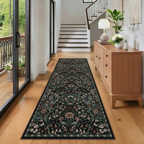 2’6″x 8’Floral Runner Rug for Kitchen Washable Hallway Runner - Image 3