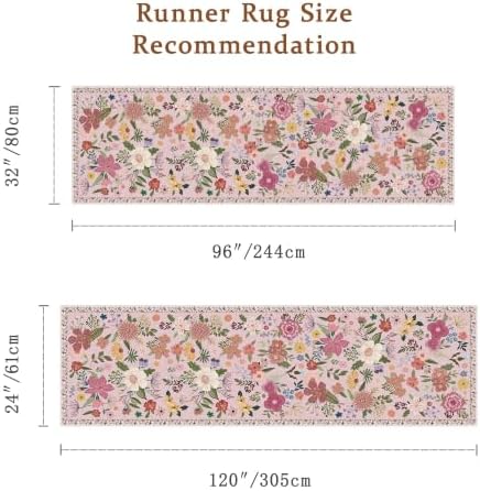 Pink Floral Hallway Kitchen Runner Rug 2'6"x8' Washable Rug - Image 2