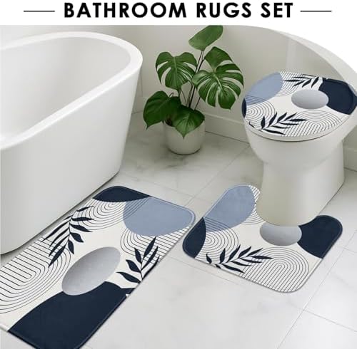 Bathroom Sets with Shower Curtain and Rugs, Set of 4, Boho Leaf - Image 5