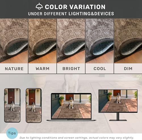 Hazo Haus Boho Brown Living Room Rug 6x8 - Modern Vintage Traditional Oriental Taupe Neutral, Washable Low Pile Non-Slip Extra Large Area Rugs for Dining Under Table Bedroom Lounge - Image 6