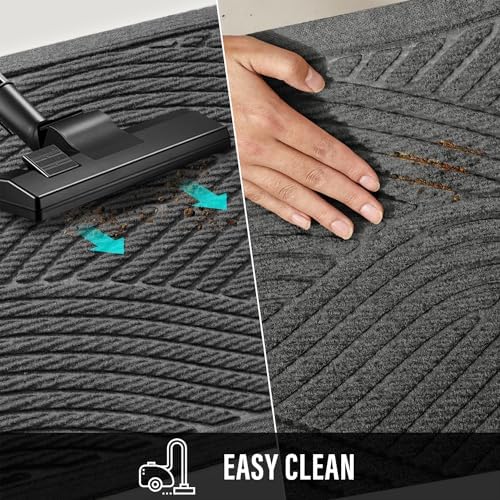 HIYARD Sturdy Front Door Mat, Absorbent Muddy Dirt Resist Welcome Door Mats Outdoor Indoor, Stain and Fade Resistant, Non-Slip Backing Entry Mat Low Profile Doormat for Entryway, 29×17, Grey - Image 6