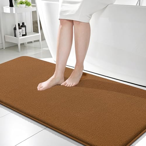 OLANLY Memory Foam Bathroom Runner Rugs 59x24, Absorbent Long Mat, Ochre by OLANLY